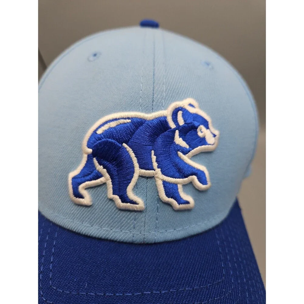 Chicago Cubs Bear Logo New Era Fitted Cap Hat Sz Medium/large Blue Baseball MLB